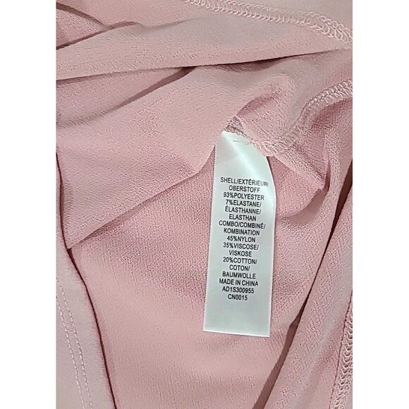 NWT $69 Adrianna Papell Blush Pink Square Neck Slinky Puff Lace Short Sleeve Top - Picture 9 of 9